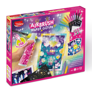 Kreatív festékszóró készlet, csillámos, MAPED CREATIV "Airbrush Maker Glitter"